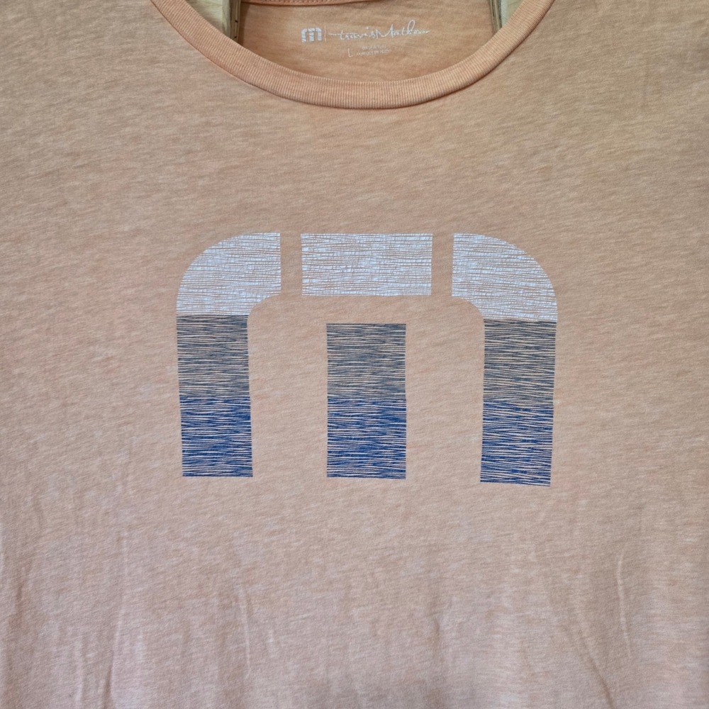 Travis Mathew Graphic Tee Mens L Peach Heather Logo‎ Pima Cotton Coastal Golf - Picture 2 of 8